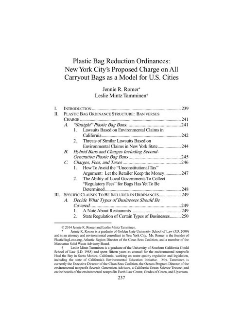 Plastic Bag Reduction Ordinances article