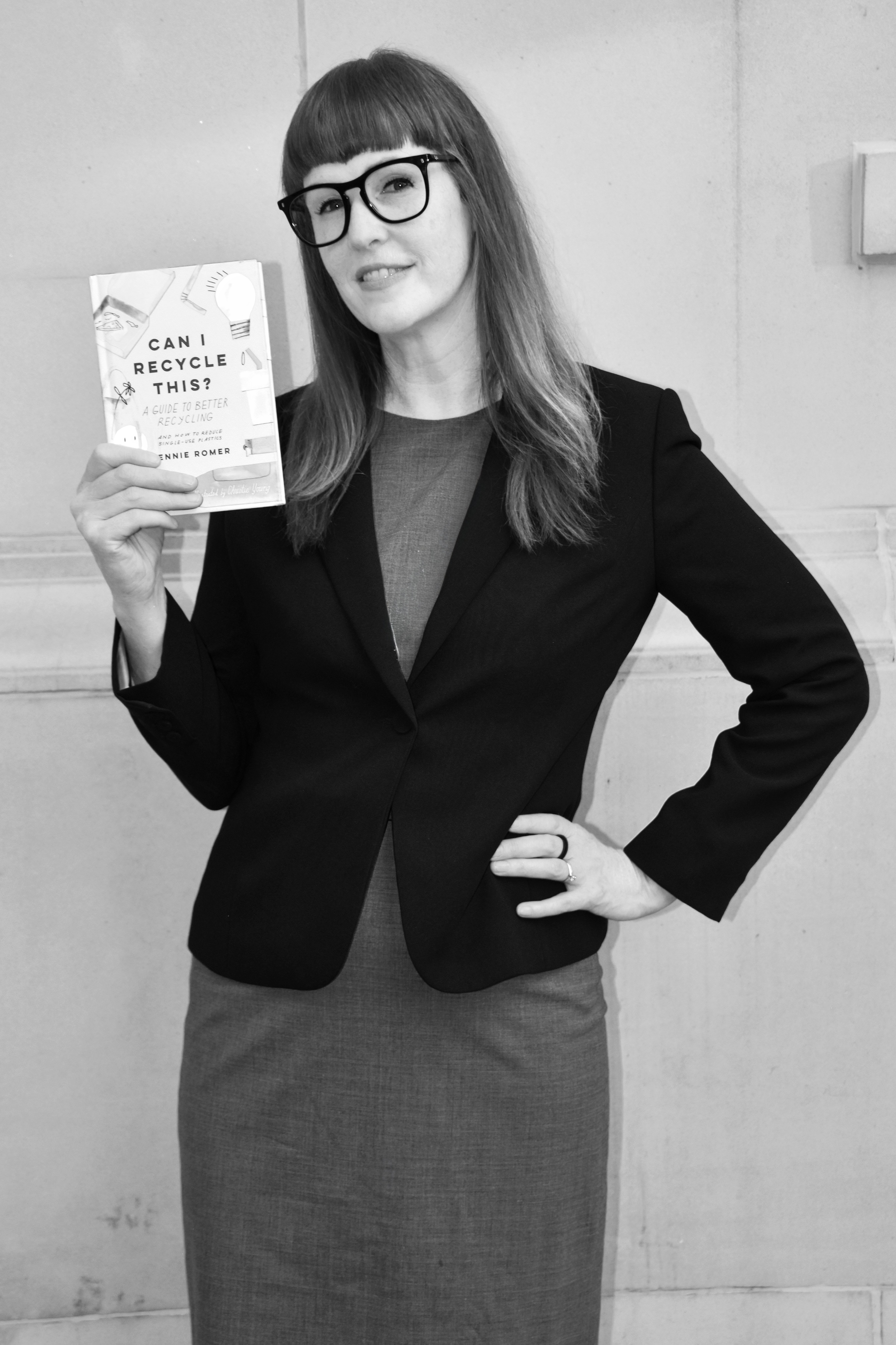Jennie Romer, April 2026 — holding Can I Recycle This?
