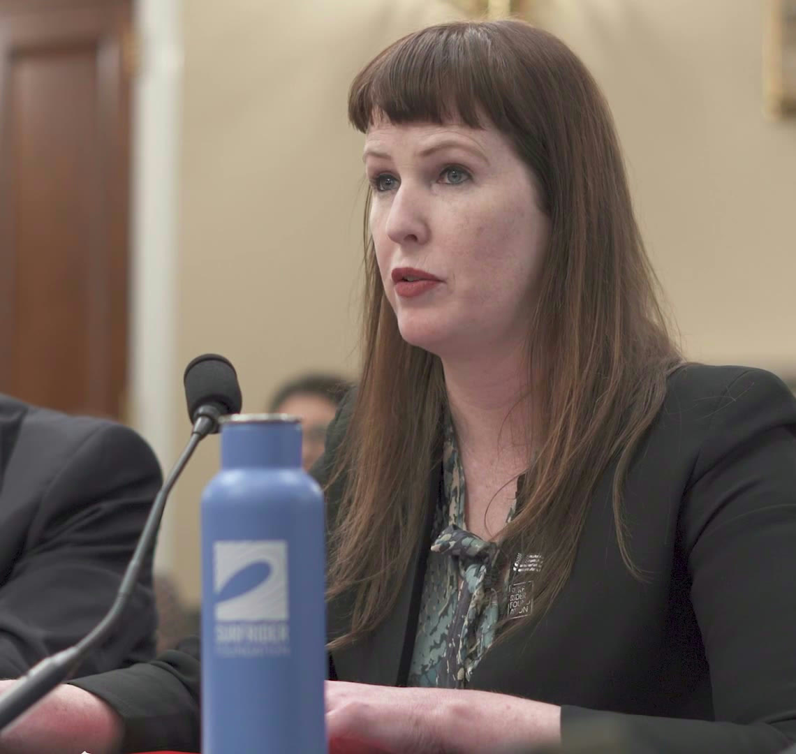 Jennie Romer testifying before the House Natural Resources Subcommittee on plastic pollution policy, 2020